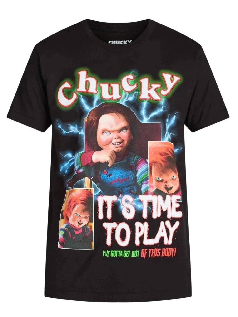 Chucky Black T-Shirt Men's It's Time To Play Size XL